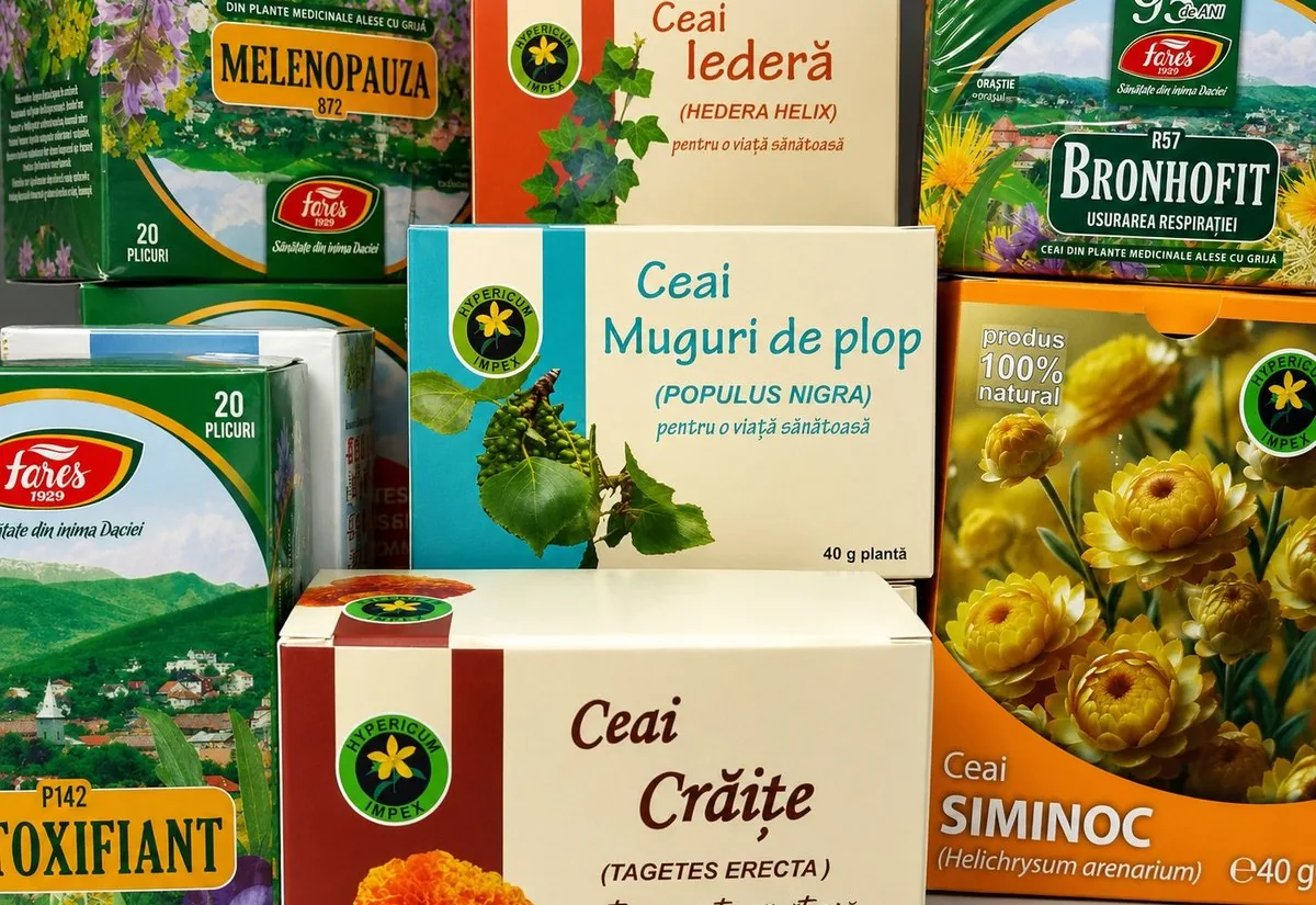 Raft cu ceaiuri variate Fares și Hypericum: detoxifiant, iederă, muguri de plop, crăițe, bronhofit