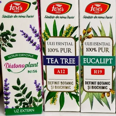 Uleiuri esențiale Fares: Distonoplant, Tea Tree și Eucalipt