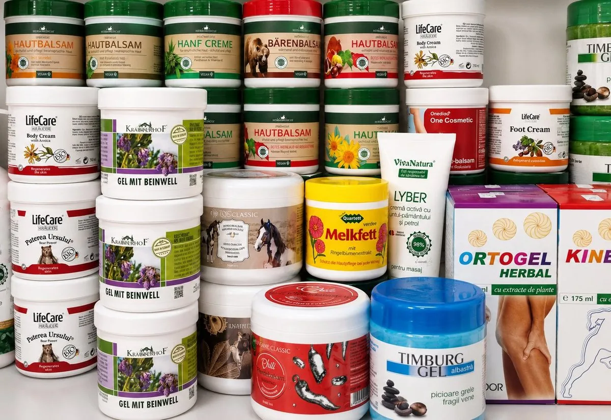 Raft cu balsamuri și geluri pentru uz extern: Hautbalsam, gel cu tătăneasă, Ortogel și Kinetic gel
